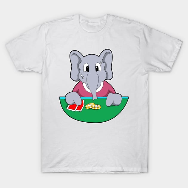 Elephant at Poker with Cards T-Shirt by Markus Schnabel